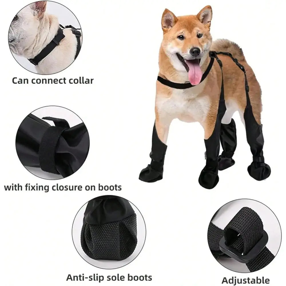 All Season Waterproof Dog Boots With Adjustable Straps