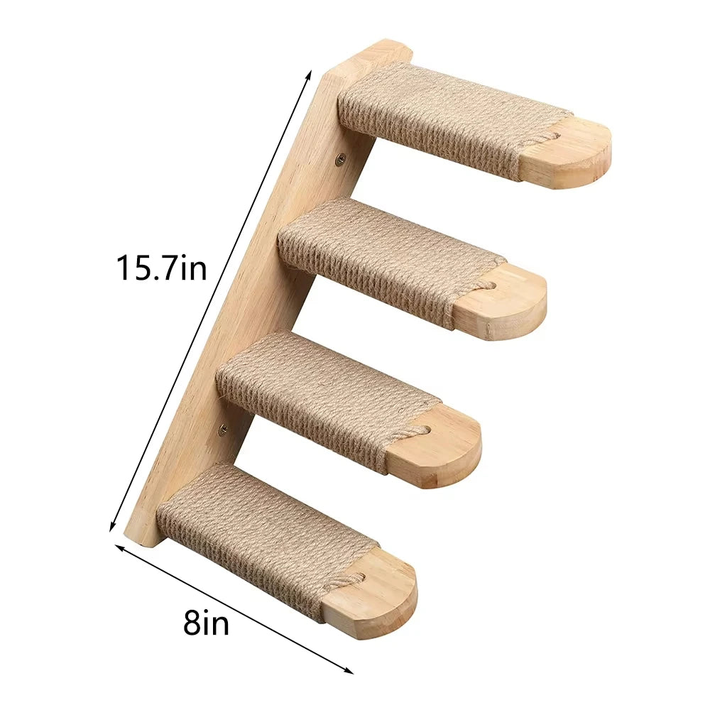 Wall Mounted Cat Rope Bridge With Sisal And Solid Wood