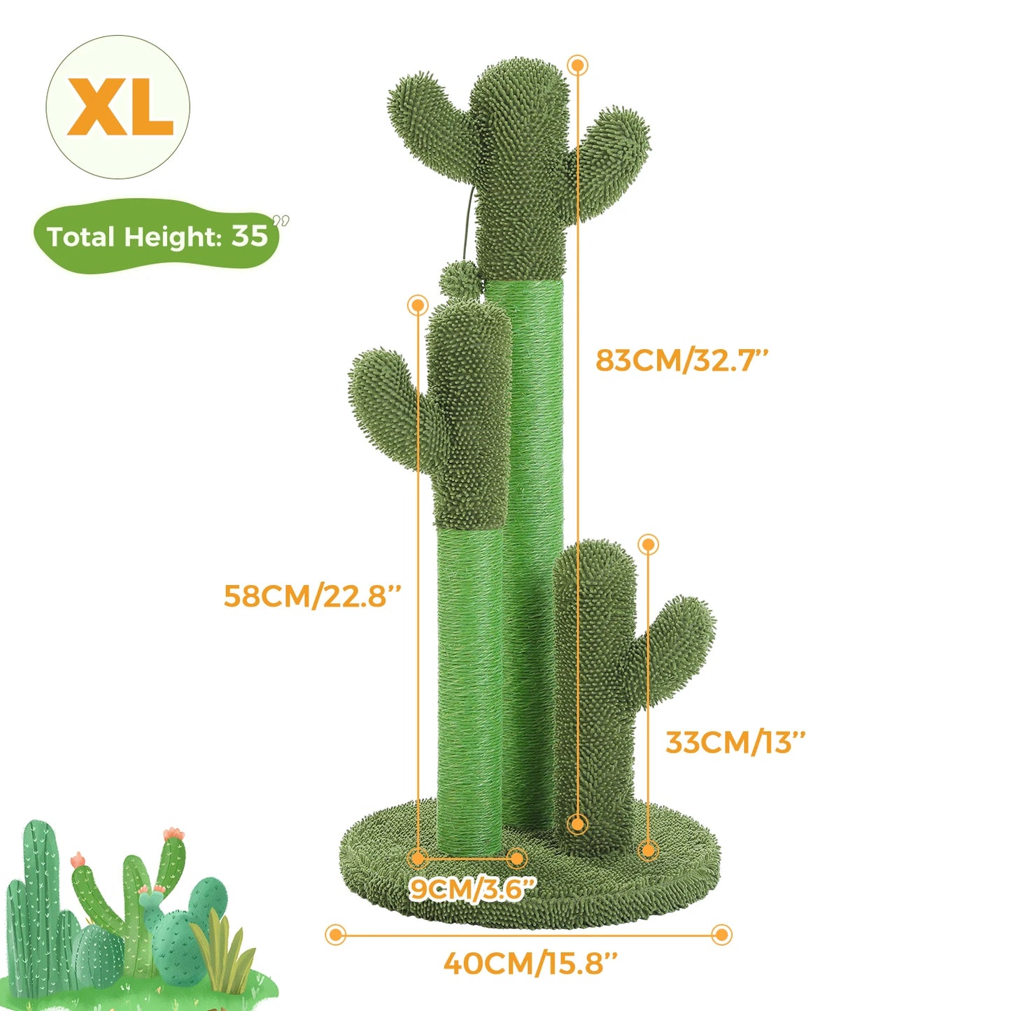PAWZ Road Tall Cat Scratching Post With Sisal Poles And Ball