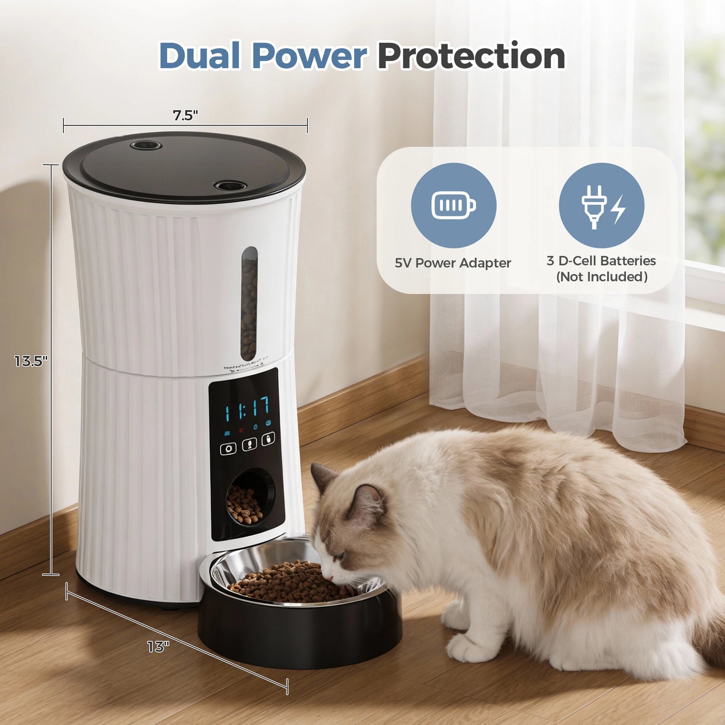 JHK Automatic Cat Feeder With WiFi App Control And Digital Timer