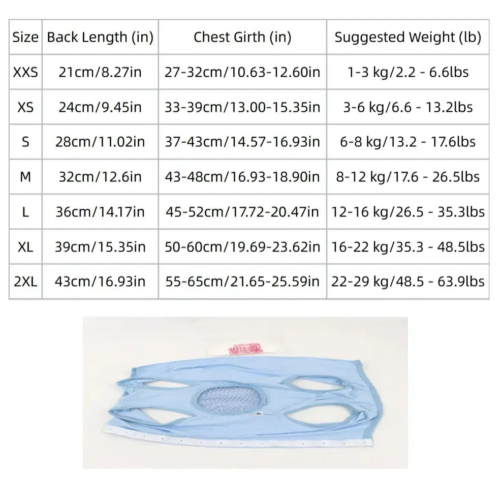 Breathable Dog Recovery Suit For Post Surgery Anti Licking Protection