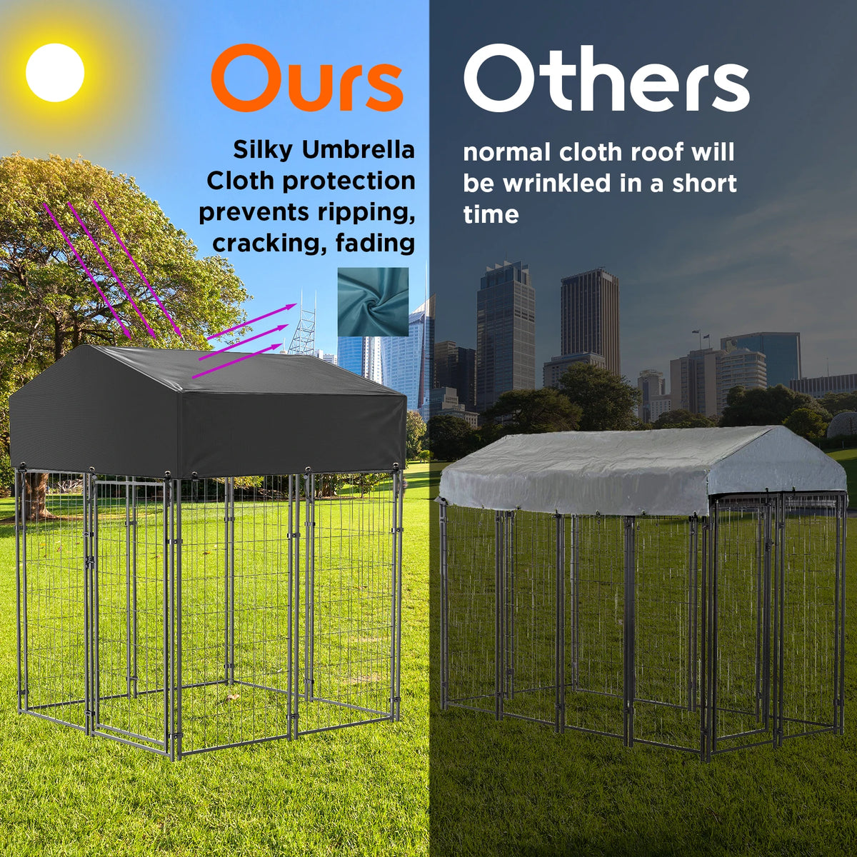 Heavy Duty Iron Outdoor Dog Playpen With Secure Roof Enclosure