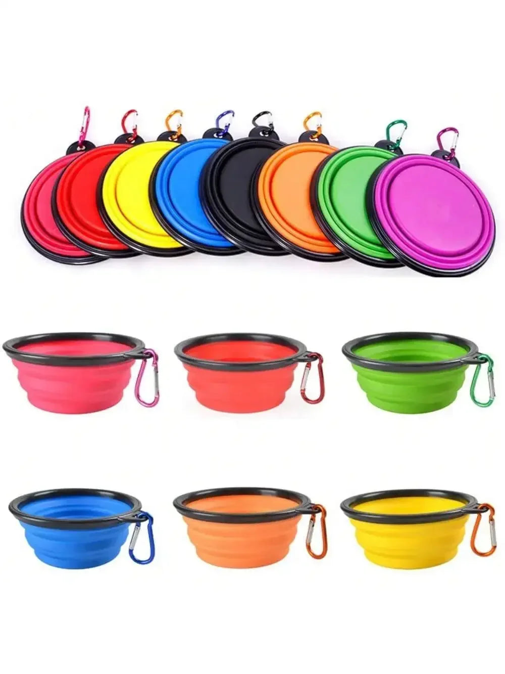 Folding Portable Dog And Cat Feeder Bowl With Carabiner Bottle