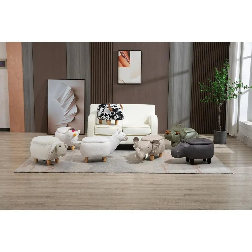 Cat Shaped Storage Ottoman Pet House for Cats and Dogs