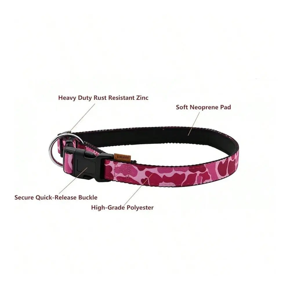 Soft Adjustable Camouflage Dog Collar With Quick Release Buckle
