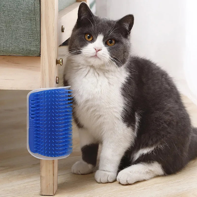 Corner Cat Scratcher And Massage Grooming Comb With Catnip