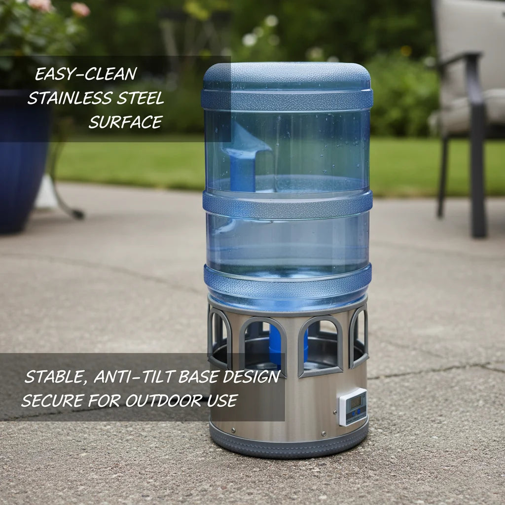 Automatic Stainless Steel Heated Poultry Waterer With Digital Thermostat