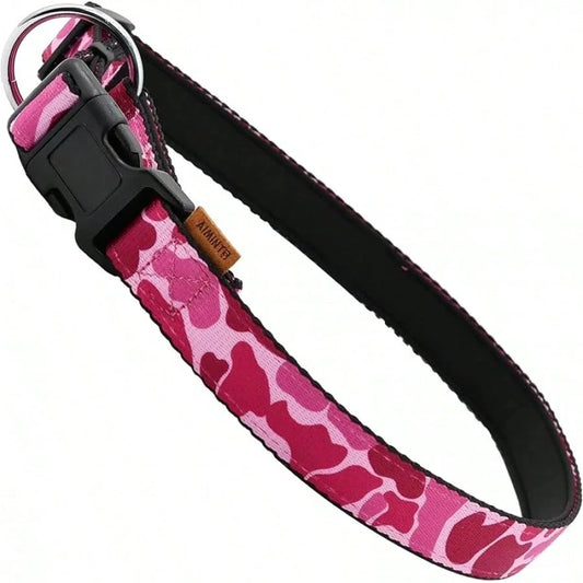 Soft Adjustable Camouflage Dog Collar With Quick Release Buckle