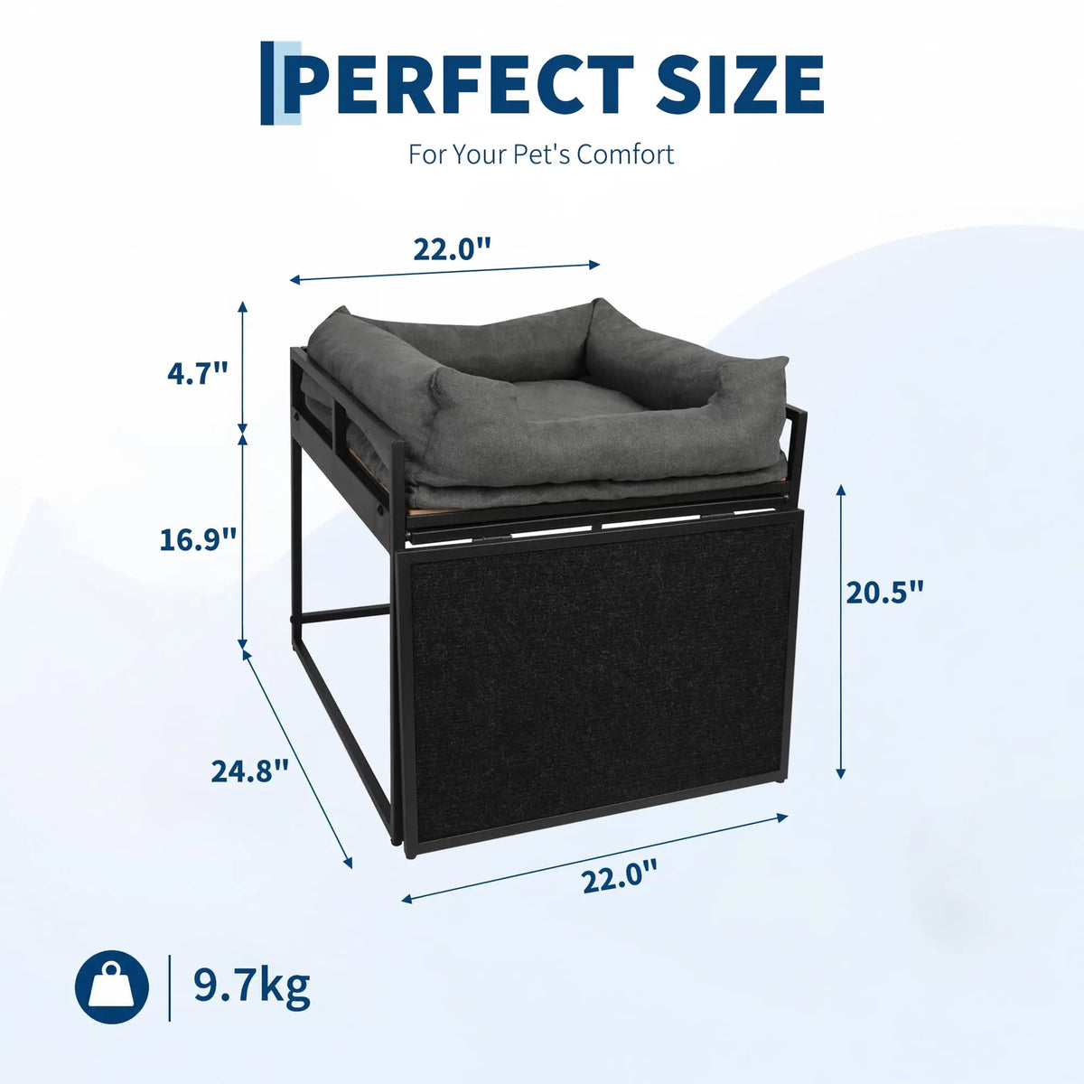 Elevated Pet Bed Ramp With Non Slip Access And Bolster Cushion