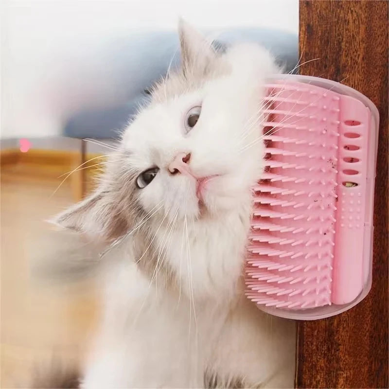 Corner Cat Scratcher And Massage Grooming Comb With Catnip