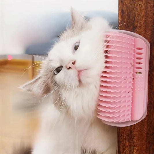 Corner Cat Scratcher And Massage Grooming Comb With Catnip