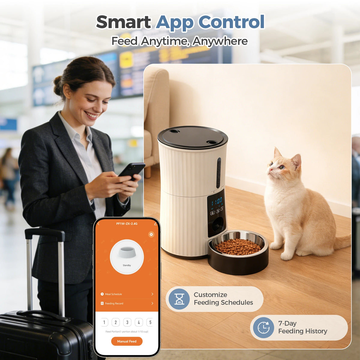 JHK Automatic Cat Feeder With WiFi App Control And Digital Timer