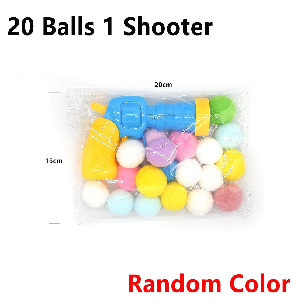 Interactive Plush Ball Shooting Gun Toy For Cats And Kittens