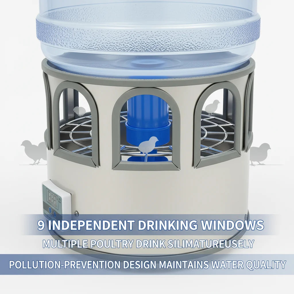 Automatic Stainless Steel Heated Poultry Waterer With Digital Thermostat