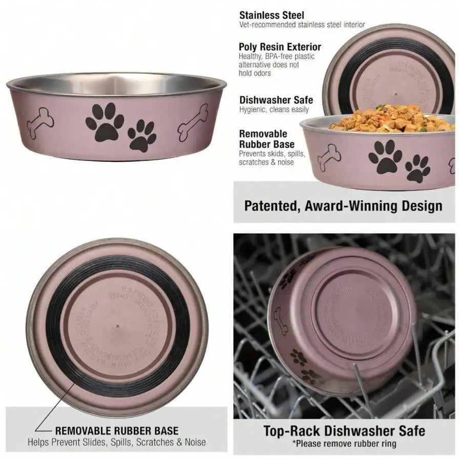 Spill Proof Stainless Steel Pet Dog Cat Food Water Dish