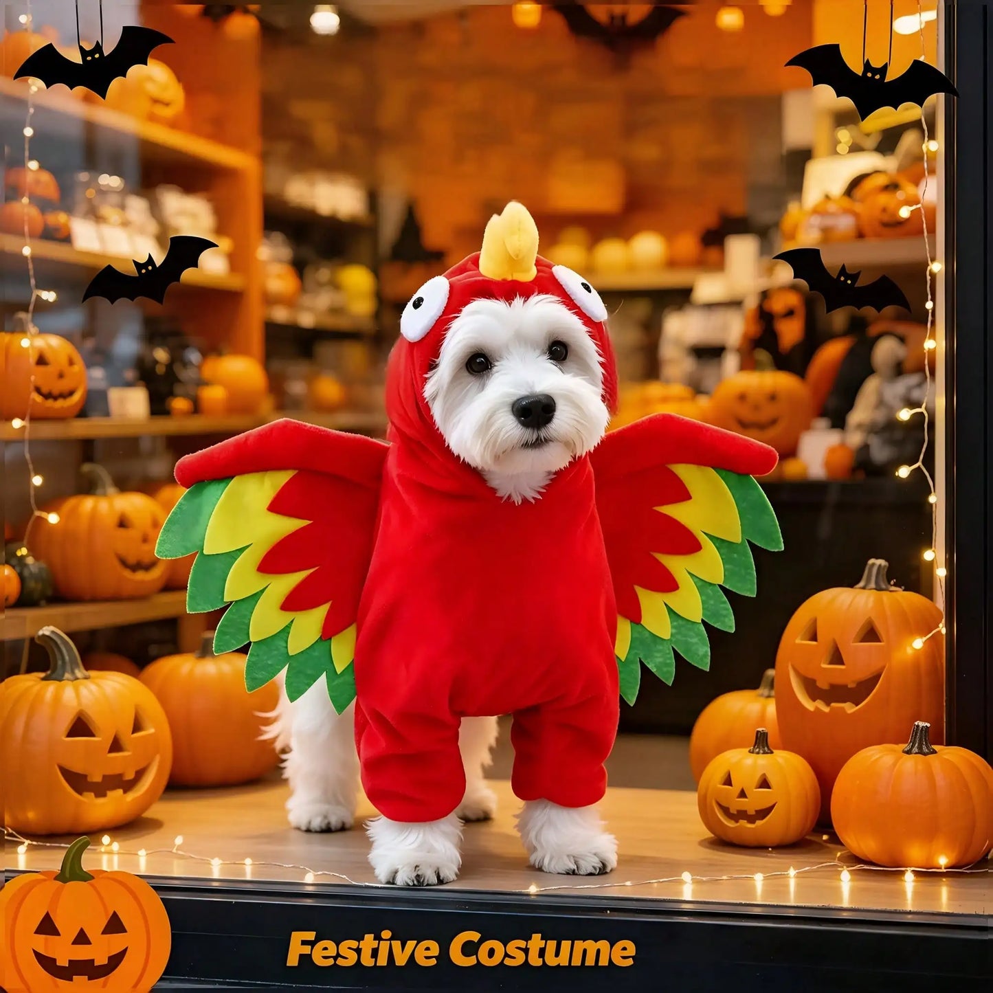 Halloween Pet Turkey Standing Costume With 3D Wings For Dogs
