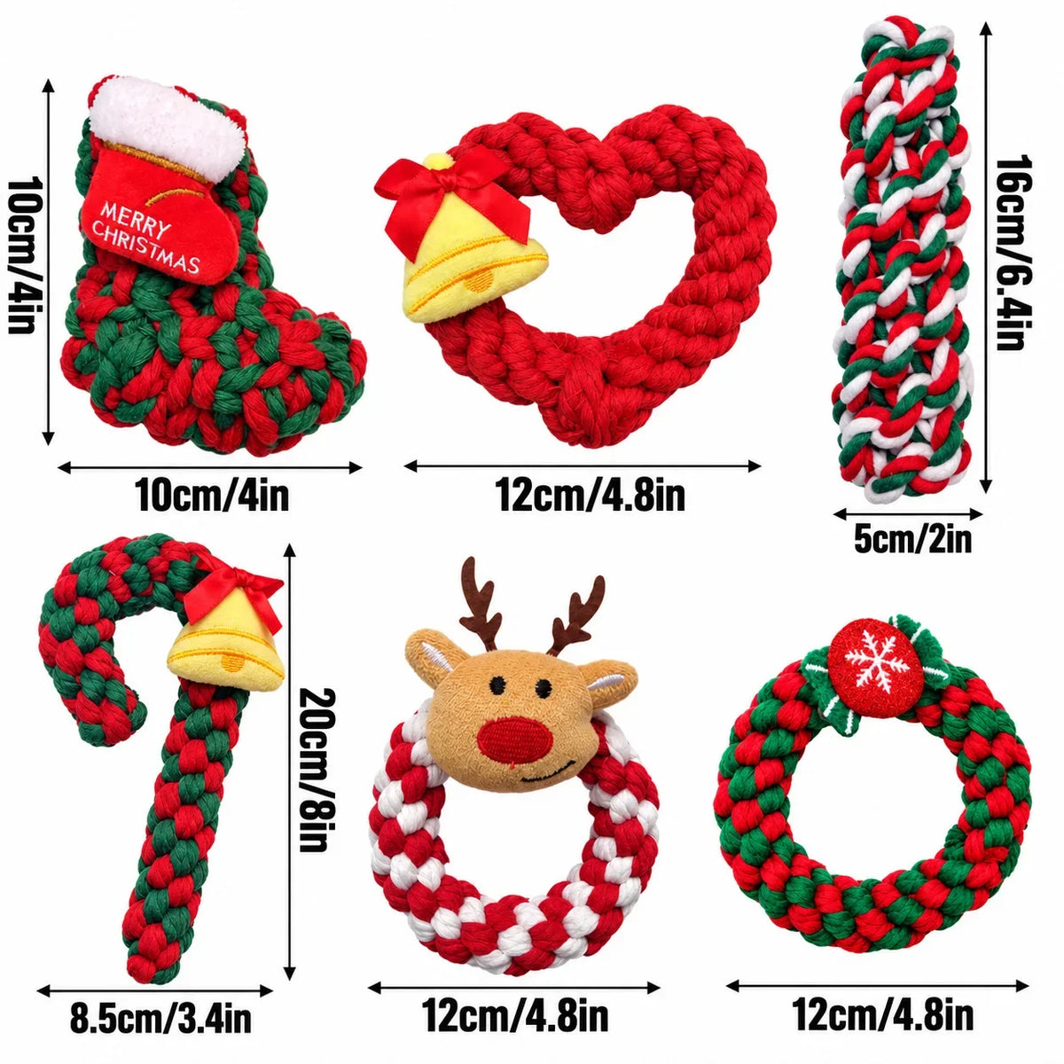 Christmas Dog Cotton Rope Knot Toy for Chewing and Play