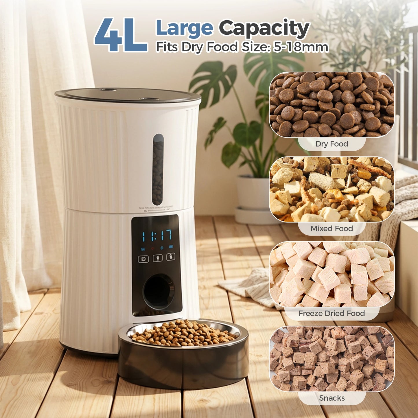 JHK Automatic Cat Feeder With WiFi App Control And Digital Timer
