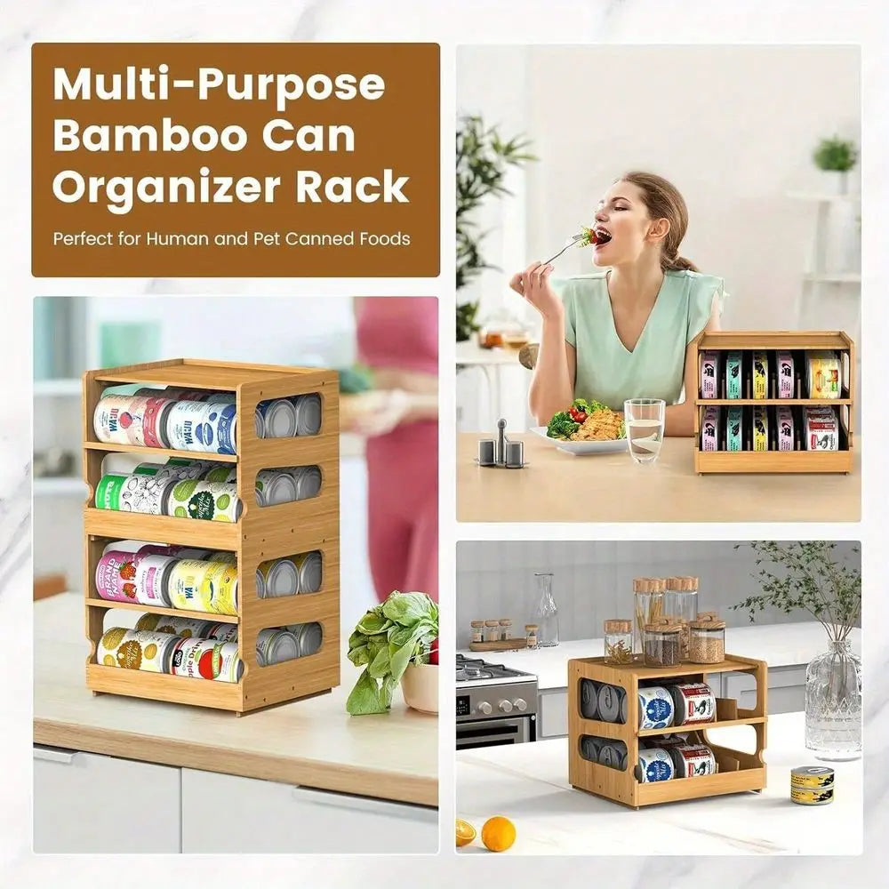 Wooden Double Tier Pet Food Storage Rack With Sturdy Build