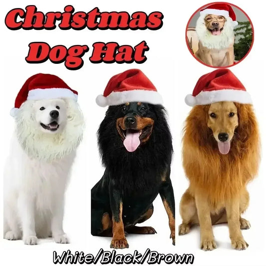 Pet Christmas Santa Hat With Beard For Dogs And Cats