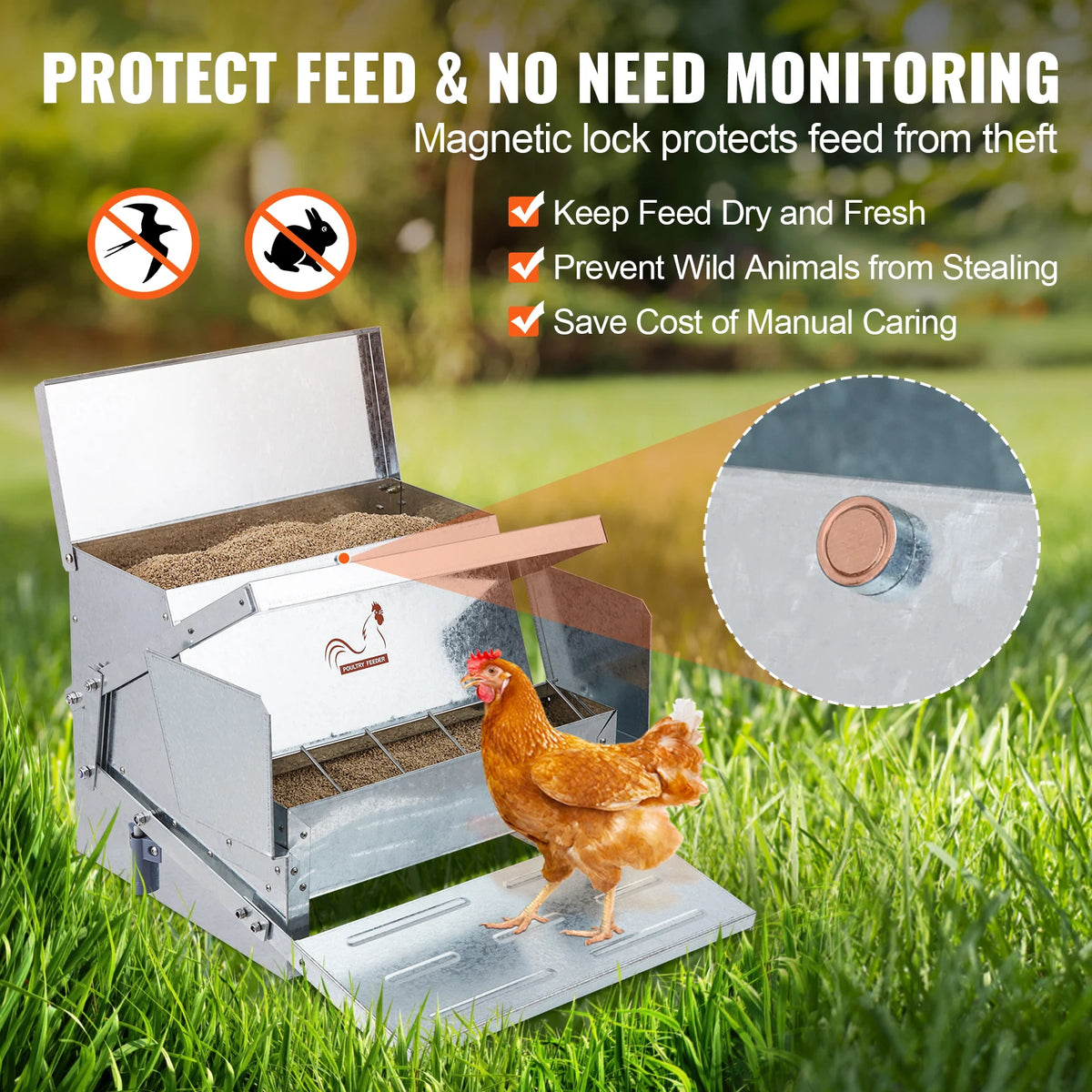 SucceBuy Galvanized Steel Chicken Feeder For Poultry Coops
