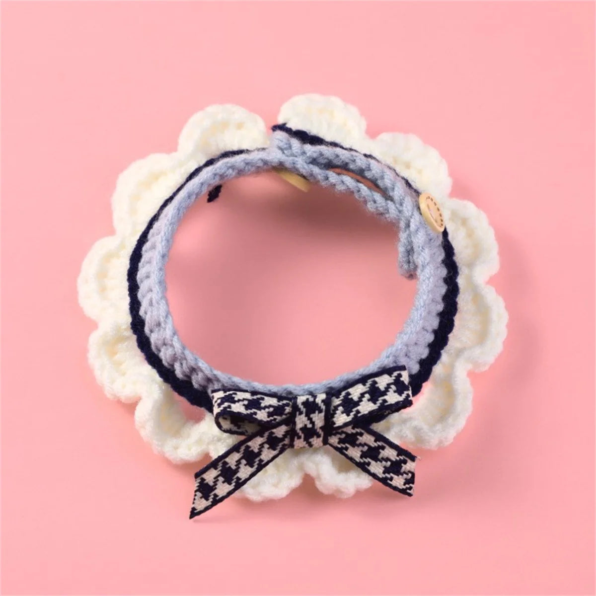 Decorative Bow Knot Handknit Pet Collar For Puppies