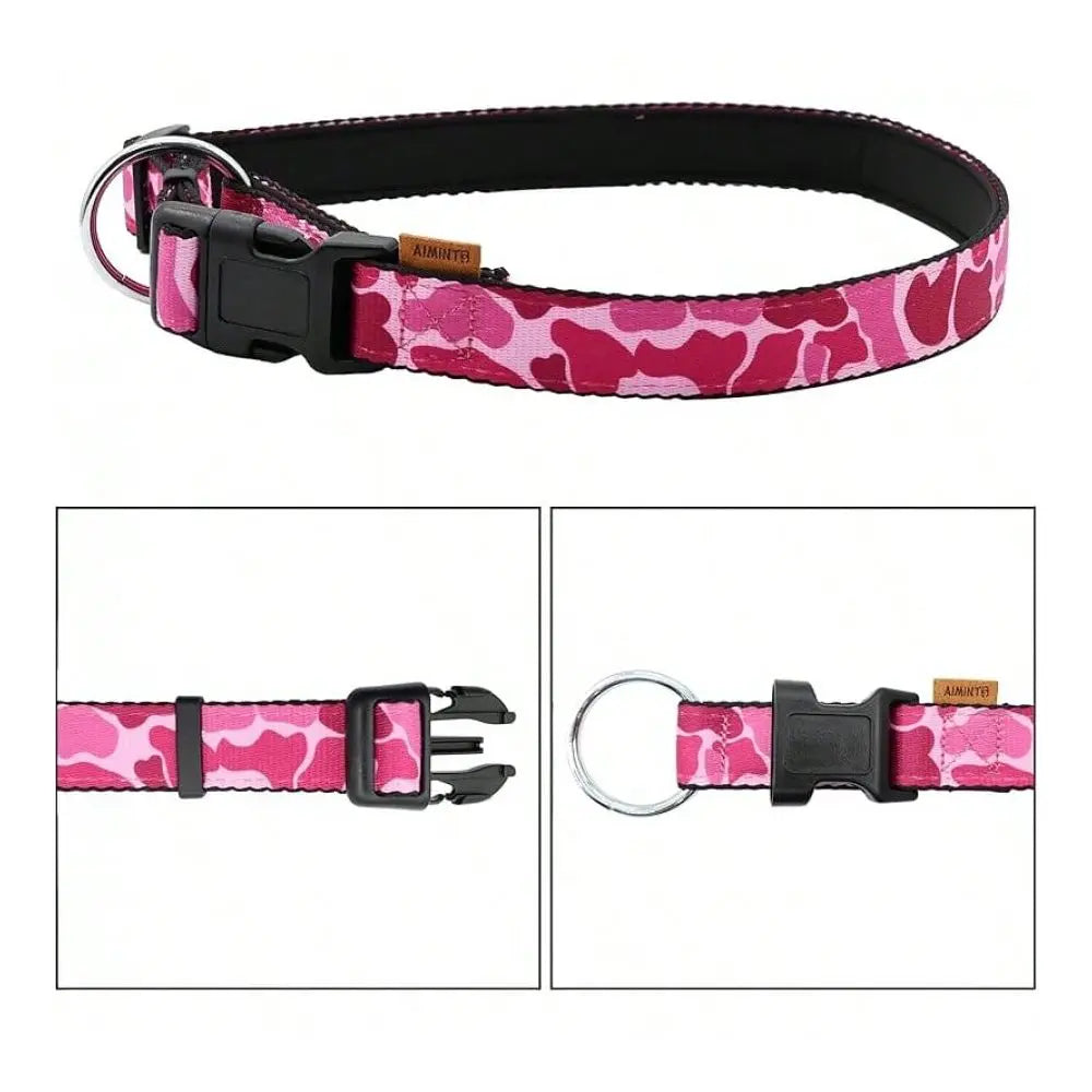Soft Adjustable Camouflage Dog Collar With Quick Release Buckle