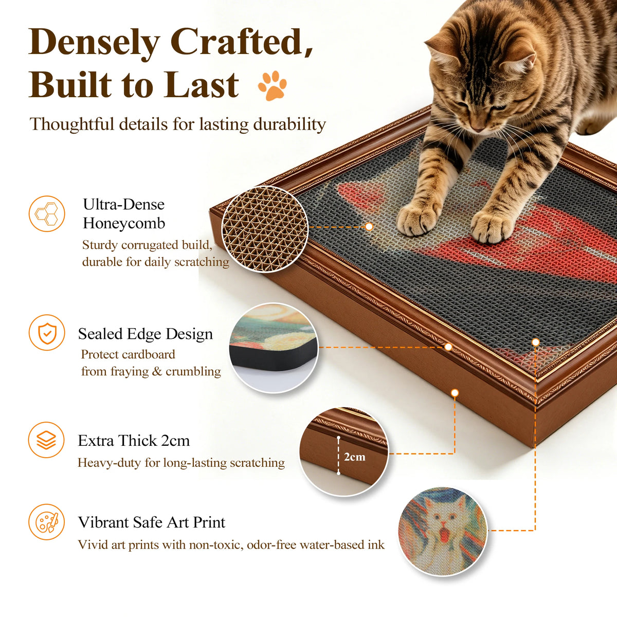 PAWZ Road Cardboard Wall Cat Scratcher With Adhesive Strips