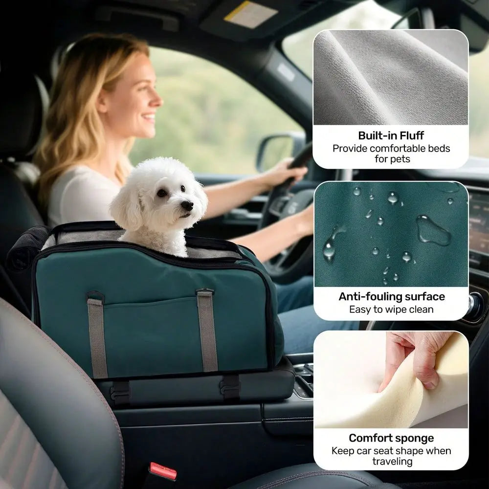 Pet Booster Car Seat With Fixed Leash And Adjustable Straps