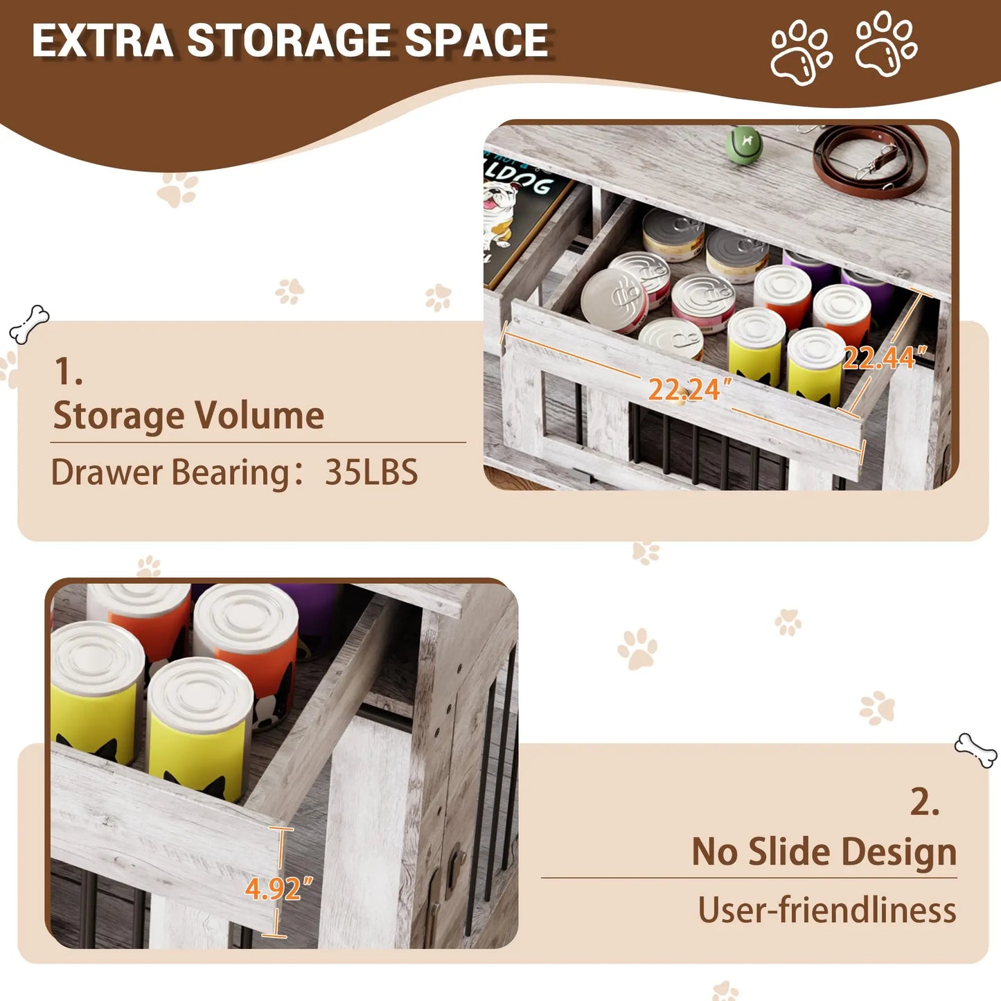 Durable Dog Crate Furniture With Storage And Removable Divider