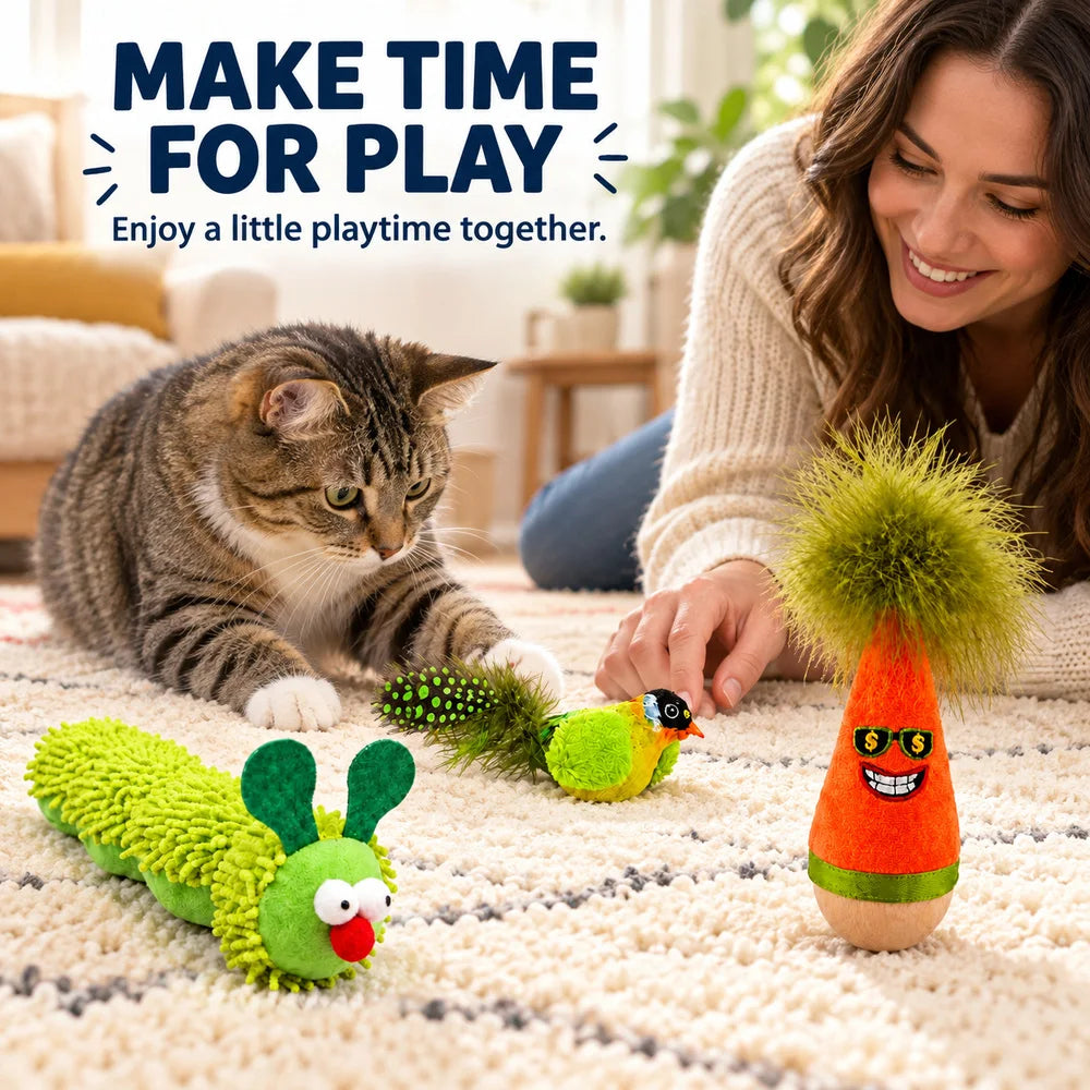 Zoe Interactive Cat Toys With Wobble Caterpillar And Chirping Bird