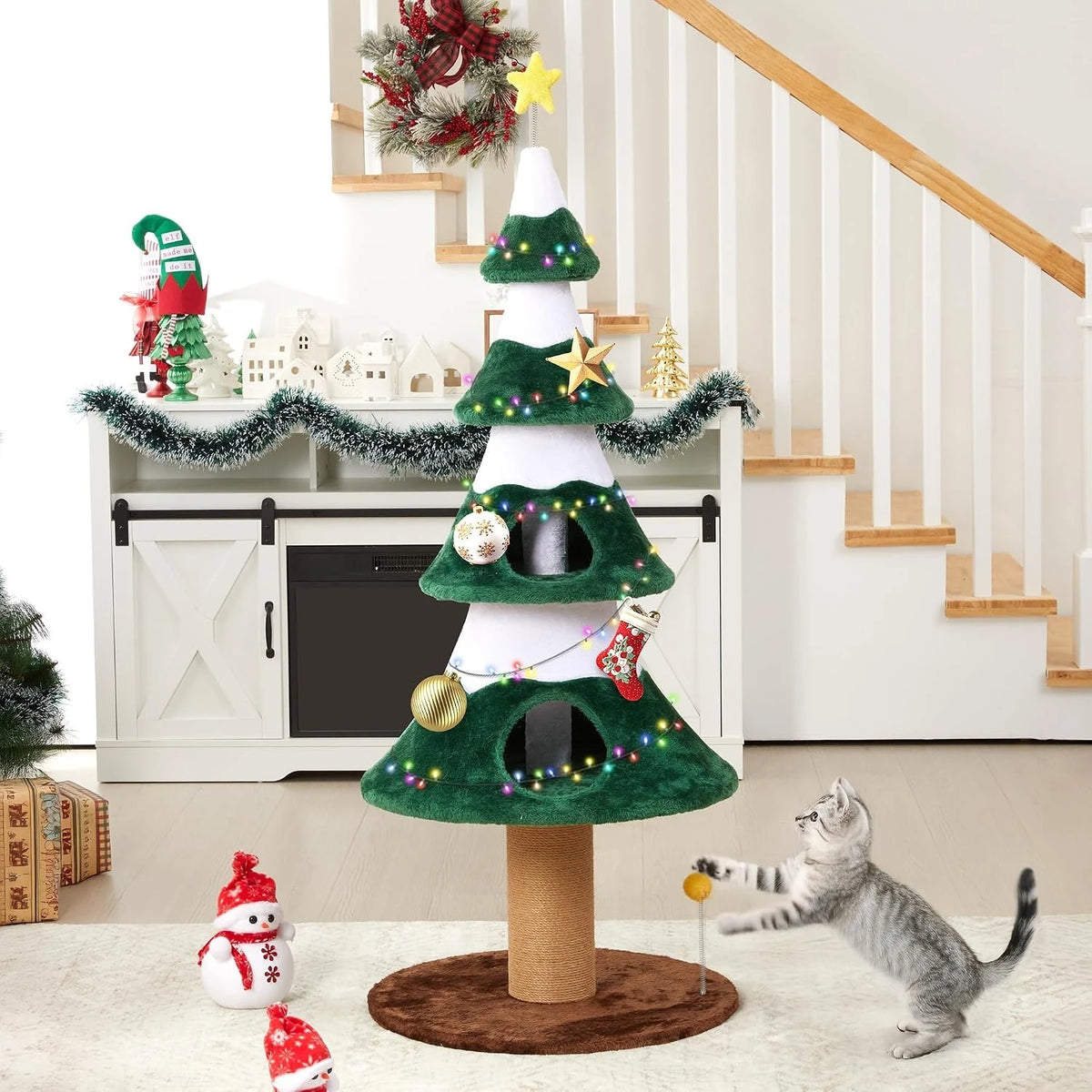 Heavy Duty Wooden Cat Tree With Sisal Scratching Posts