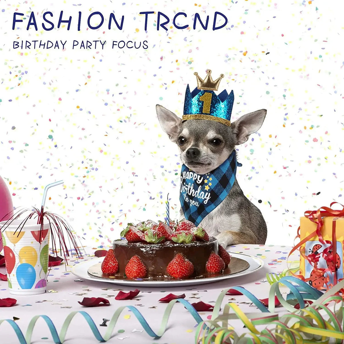 Cute Pet Birthday Bandana And Crown Hat Party Accessories