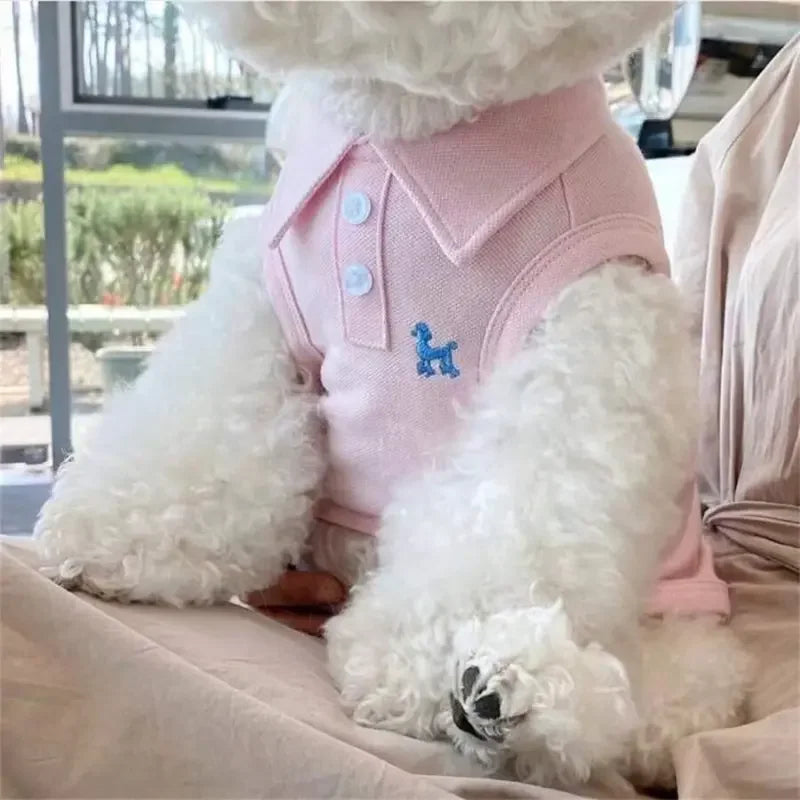 Pet Polo And Embroidered Vest Set For Dogs And Cats