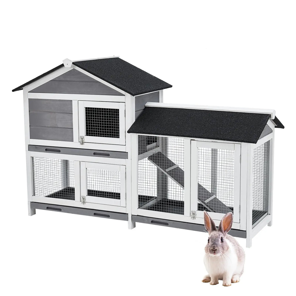 DishyKooker Wooden Two Tier Bunny Hutch Secure Housing