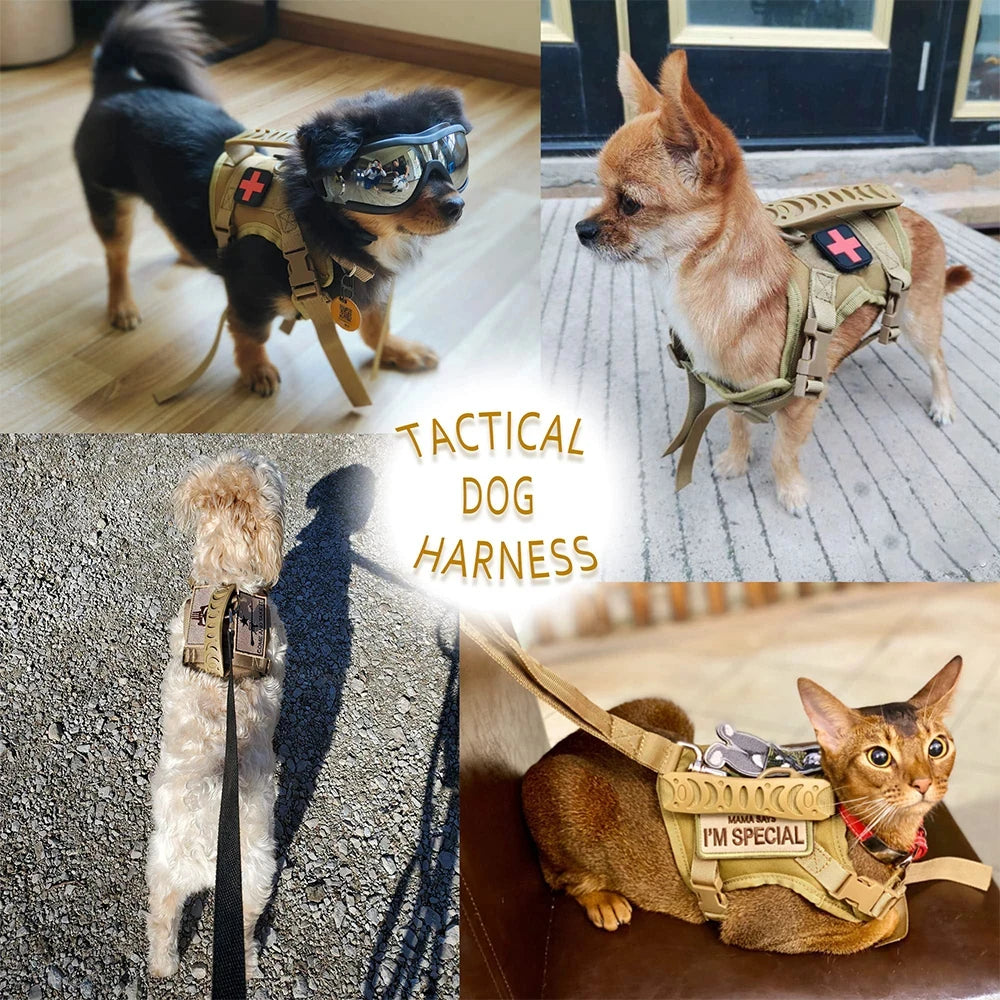 Adjustable Tactical Dog And Cat Harness Leash Walking Set