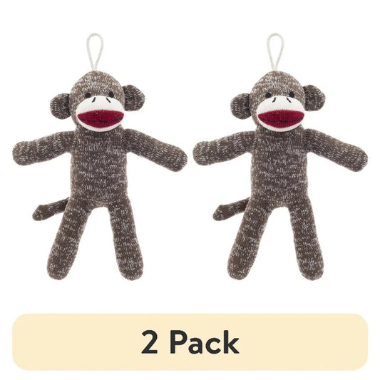 Sock Monkey Plush Dog Toy With Squeaker For Gentle Chewers