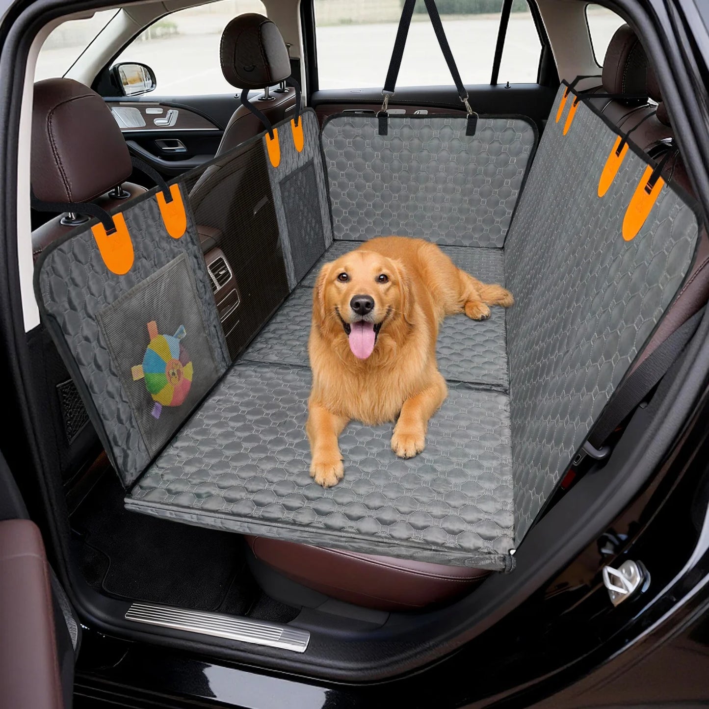 Bingopaw Waterproof Dog Car Seat Cover Backseat Protector Pockets