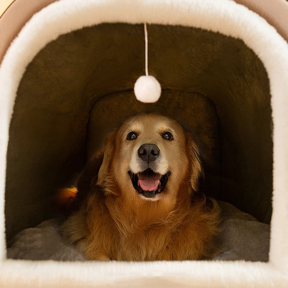Shunmaii Washable Dog House Mat, Warm Cozy Pet Cave Shelter