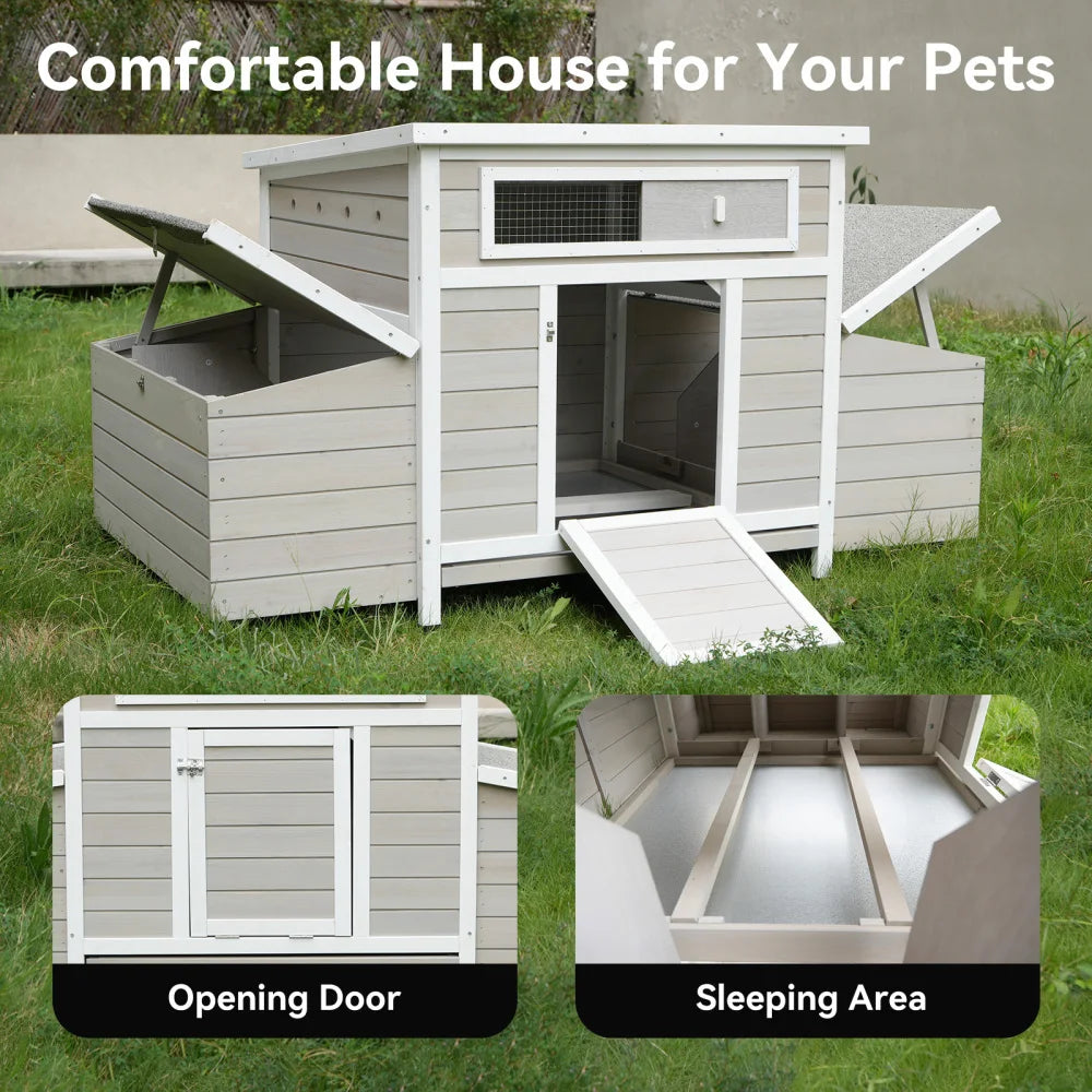 Wooden Outdoor Chicken Coop With Dual Nesting Boxes Moisture Shield