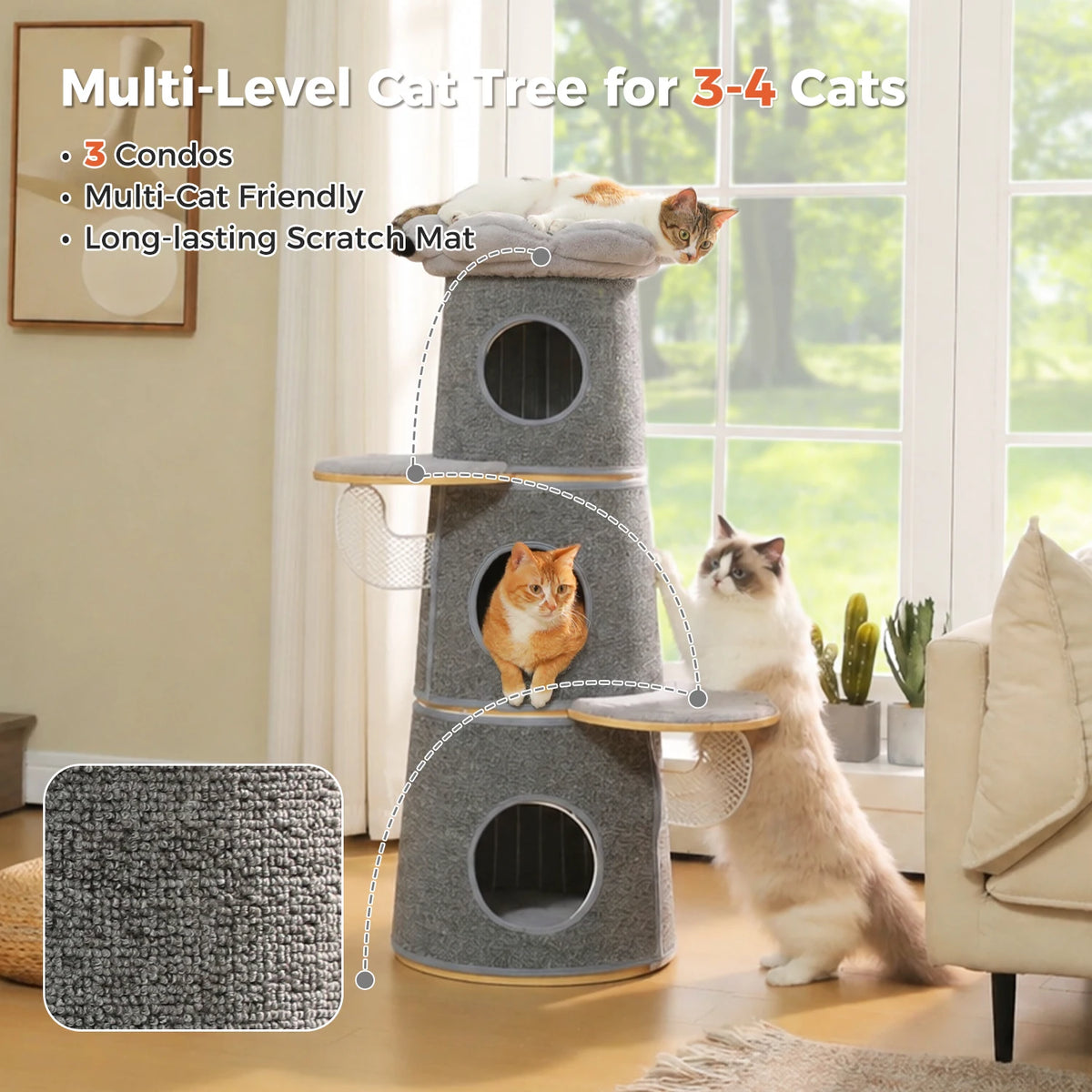 PAWZ Road Multilevel Cat Tree With Flower Perch And Condos