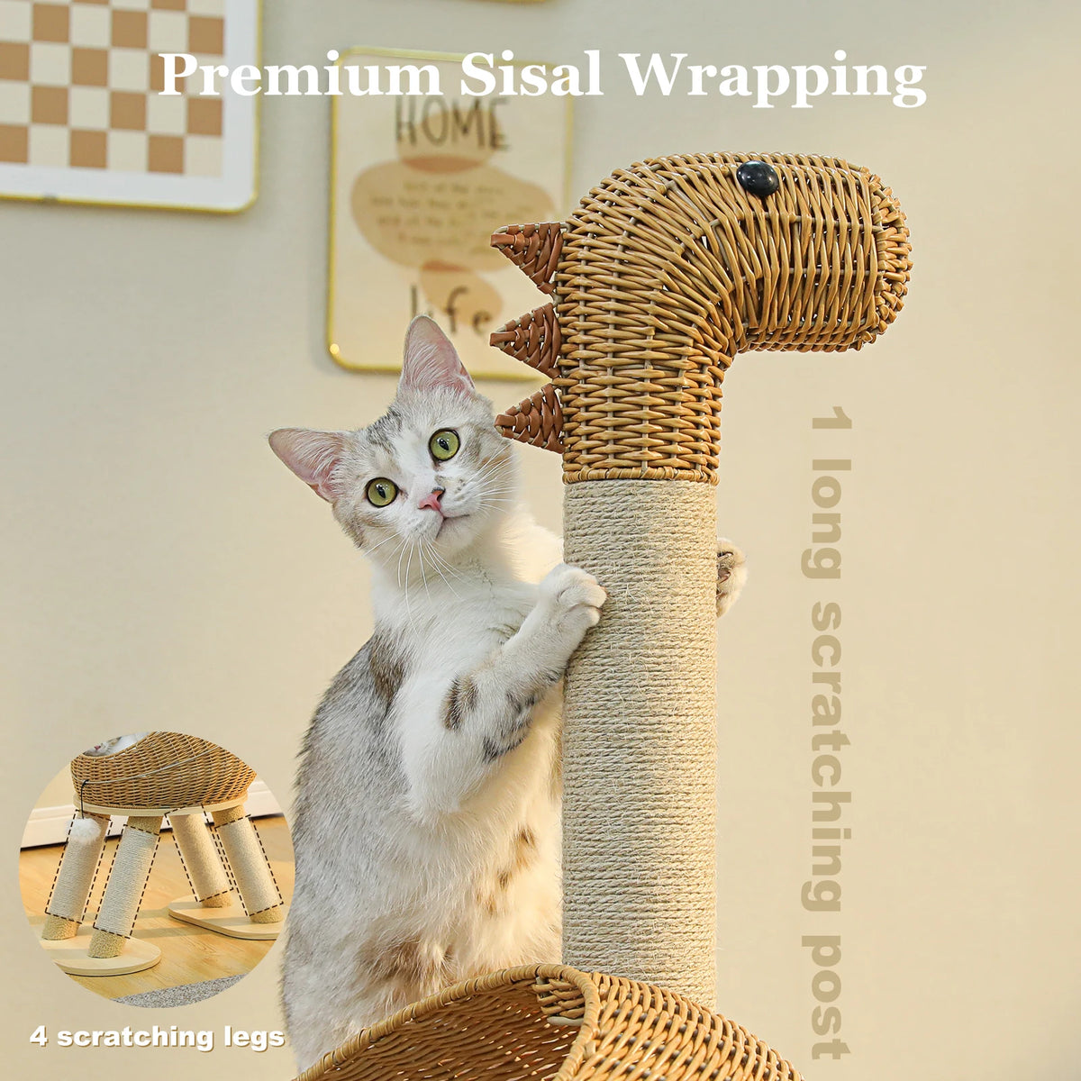 PAWZ Road Rattan Cat Tree Tower With Sisal Scratching Post