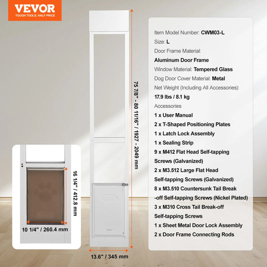 Adjustable Height Sliding Glass Door Pet Access Panel