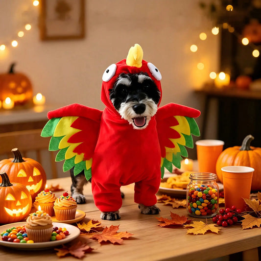 Halloween Pet Turkey Standing Costume With 3D Wings For Dogs