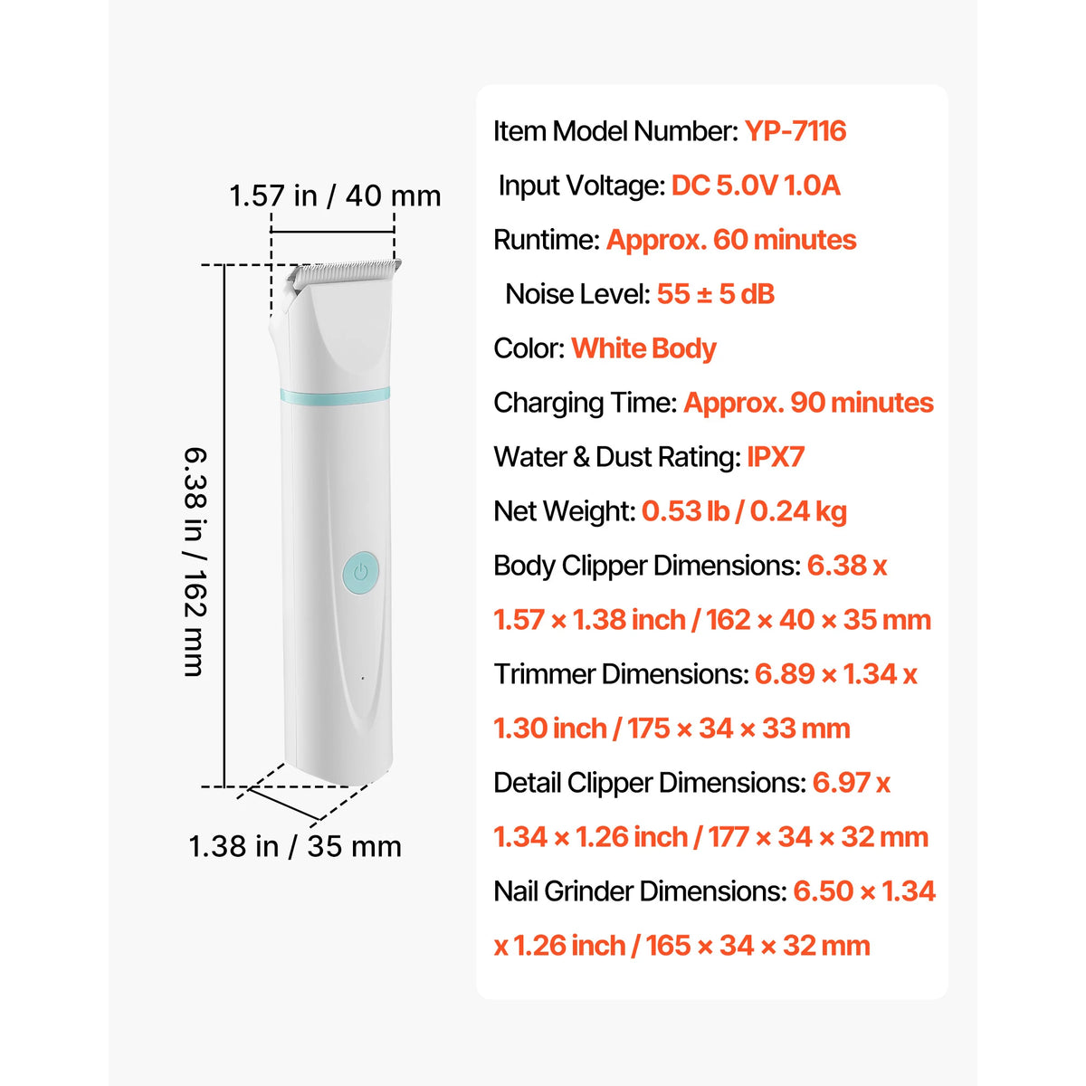 Cordless Dog Clippers Low Noise Pet Grooming With Rechargeable Battery