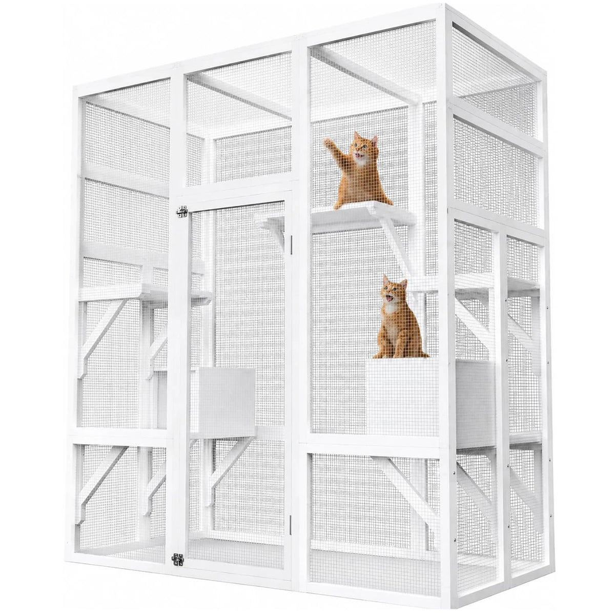 Himiss 70 Inch Outdoor Catio Wooden Cat Enclosure With Roof
