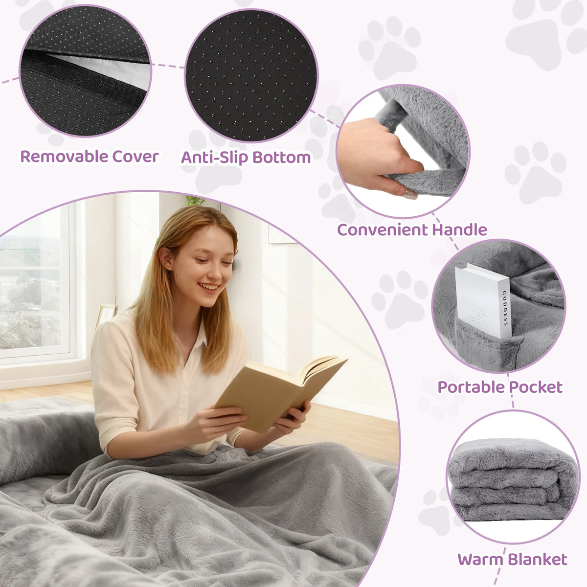 Orthopedic Human Dog Bed Faux Fur Removable Cover For Adults