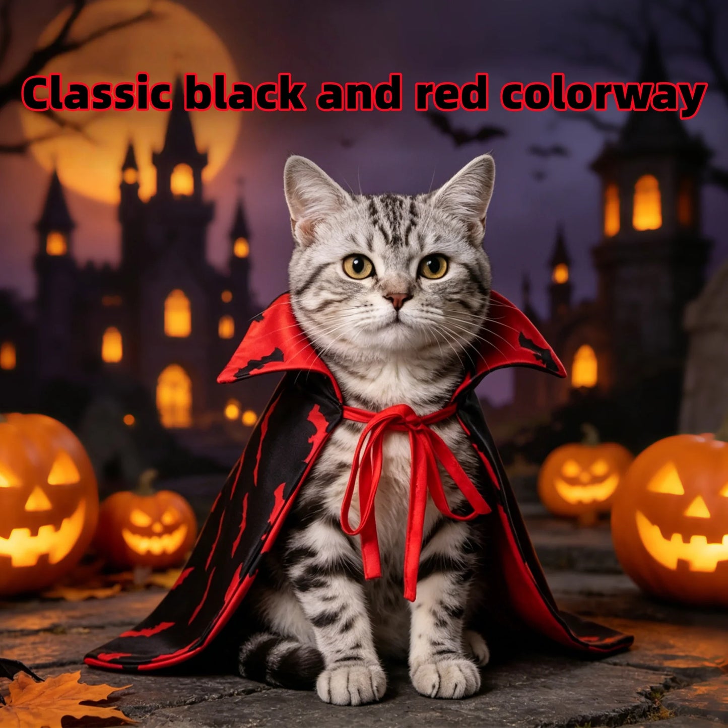 Halloween Reversible Bat Vampire Cape Costume For Cats And Dogs