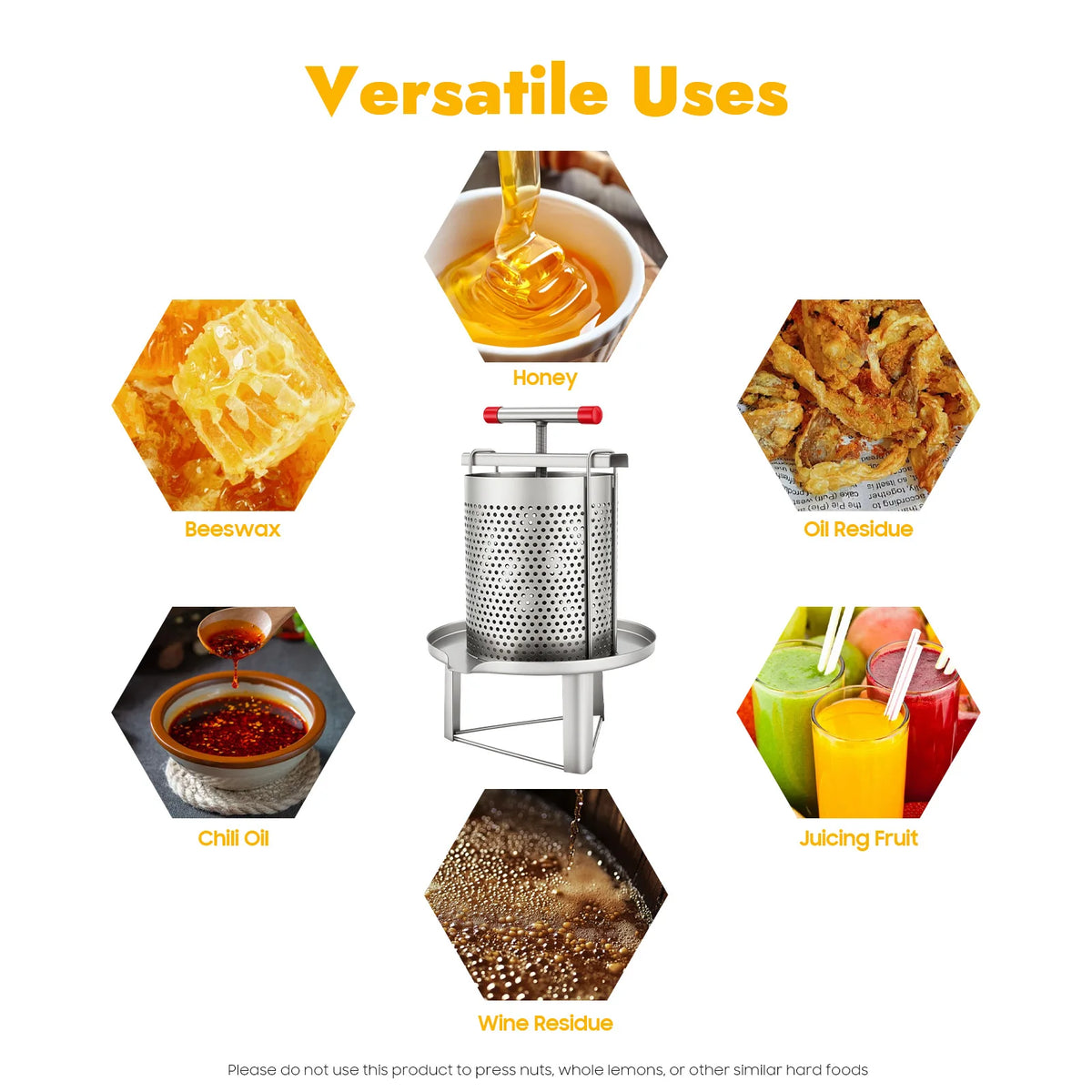 Manual Stainless Steel Honey Presser With Nylon Beekeeping Filter
