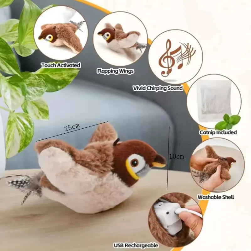 Touch Activated Simulated Bird Interactive Pet Plush Toy